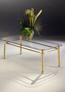 CARTESIO 266, Mesa de centro de lat�n, con tapa de cristal rectangular.