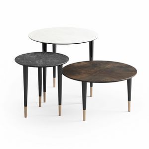 Trendy 0550 Derby 0551 Dune 0552, Mesas laterales de madera y metal con tapa redonda