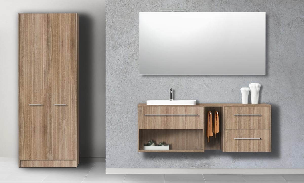 Analgésico a tiempo Habitar Mueble de baño en acabado de olmo color avellana | IDFdesign