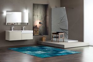 Tender comp.06, Mueble de bao con doble lavabo y compartimentos de almacenamiento