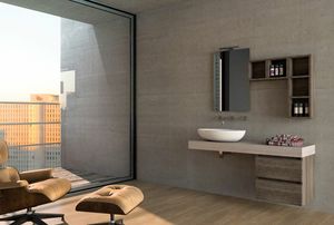 COMPONIBILE 06, Mueble bajo lavabo suspendido de madera composable