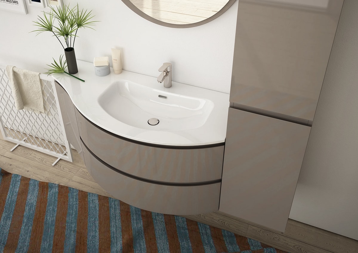 Mueble bajo lavabo simple suspendido en HPL con armario | IDFdesign