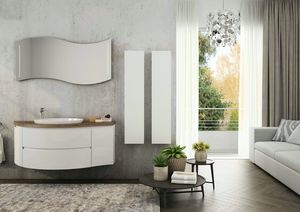 FREEDOM 07, Mueble bajo lavabo lacado suspendido de melamina con espejo