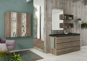 FREEDOM 10, Mueble bajo lavabo simple en HPL con toallero