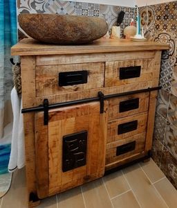 Gabinete de bao Newport, Gabinete de bao en acacia slida y madera de mango