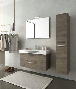 MANHATTAN M13, Mueble bajo lavabo suspendido de madera con cajones