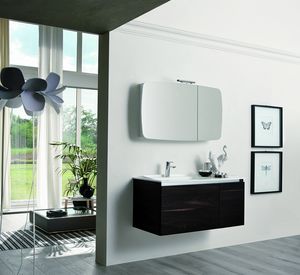 SWING SW-12, Mueble de bao de nogal oscuro con lavabo de cermica