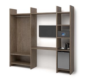 Art. 31064 Parete multifunzionale open, Muebles de pared abiertos multifuncionales para habitaci�n de hotel