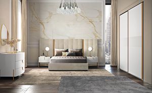 Prestige bianco, Muebles de dormitorio modernos lacados en blanco.