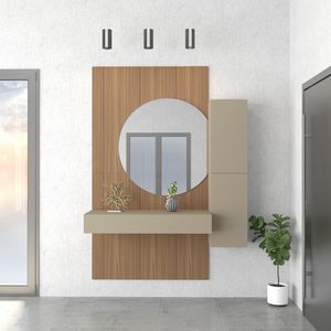 Entrance 05.1, Mobiliario de entrada con revestimiento de pared en nogal claro