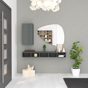 Entrance 07.1, Mueble de entrada esencial, con espejo en forma.