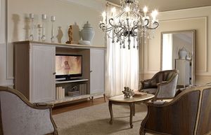 Live 5309-TV mueble tv, Mueble de televisin, en un estilo clsico, de madera decorada a mano