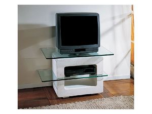 Aria small TV Unit, Soporte de la TV con la estructura de piedra y tapas de cristal