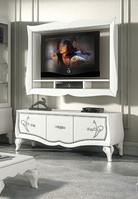 Mueble bajo de estilo barroco moderno, con marco de soporte de TV