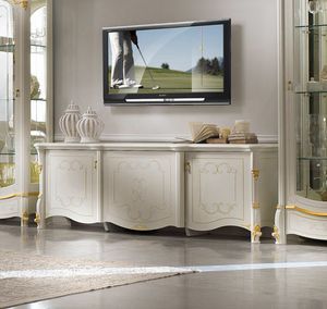 Mueble bajo de estilo barroco moderno, con marco de soporte de TV