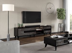 Line soporte TV 208, Mueble TV en madera mate.