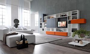 Citylife 34, Estantera con soporte tv ideal para salas de estar modernas
