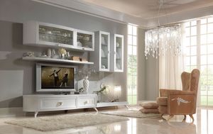 I Sogni Comp. 1, Mueble de sala de estar con estantes y vitrinas de pared