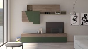 Living 19.2, Muebles de sal�n en nogal y lacado verde.