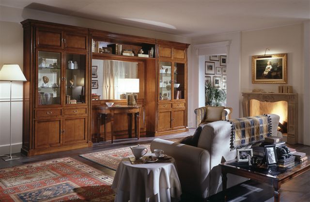pompa Mamá Psiquiatría Muebles clásicos para sala de estar con vitrina y espejo | IDFdesign