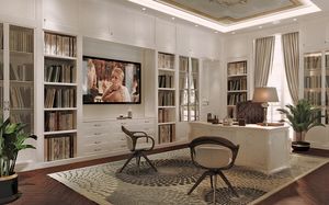 Incanto Studio Comp. 1, Estanter�a boiserie en madera lacada blanca