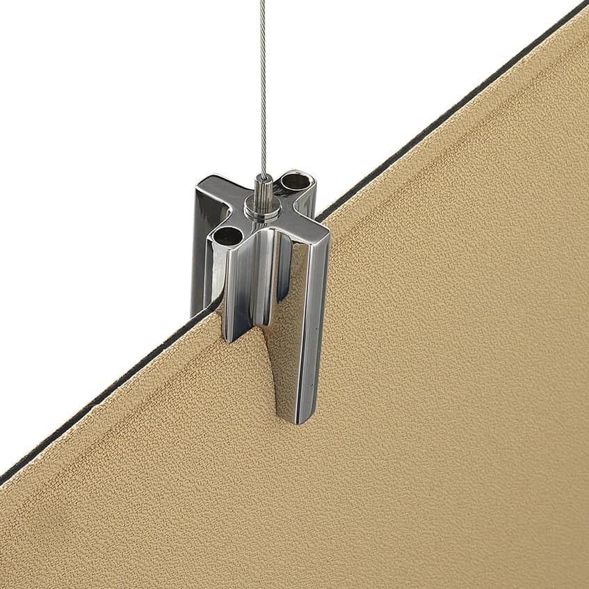 Baffle Oversize, Sistema patentado para suspender paneles fonoabsorbentes