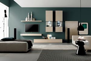 GRAPHOS GLASS 134, Sistema de pared para sala de estar, estilo moderno