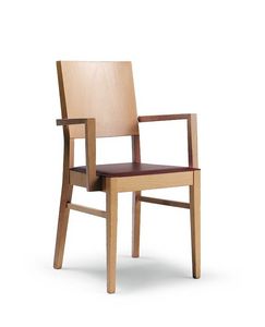 EMILY/P, Silla de madera de madera en forma de panal, asiento en cuero regenerado
