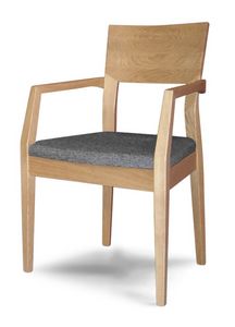 Giorgia P1, Silla de madera de haya con brazos, asiento tapizado, para Cocina