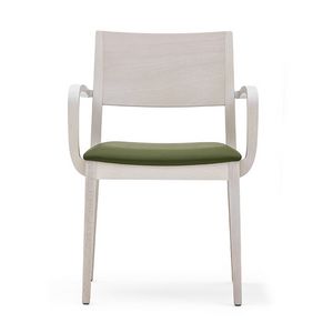 Sintesi 01521, Butaca en madera maciza, asiento tapizado, estilo moderno