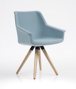 Dama, Elegante silla, base de madera, para oficinas y restaurantes