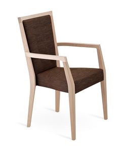 FRIDA 2, Acolchado silla apilable, en madera, con apoyabrazos
