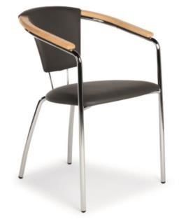 Marta 4, Silla en metal y madera, asiento acolchado y la espalda
