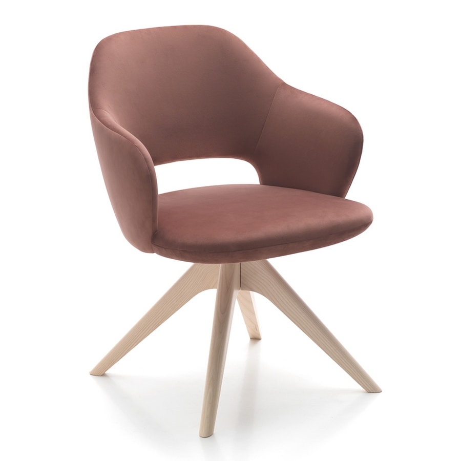 Vivian armchair, Sillón disponible con diferentes bases de madera.