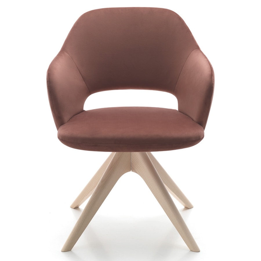 Vivian armchair, Sillón disponible con diferentes bases de madera.