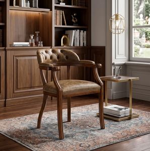 Art. 1479V2/A, Silla de madera con reposabrazos, respaldo de piel capiton�
