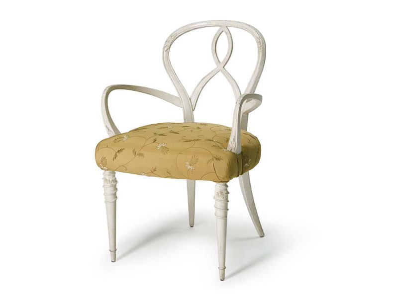 Art.496 armchair, Sillón en madera de nogal en bruto, asiento tapizado