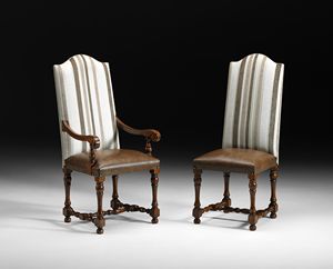 Art. 81/A silla con apoyabrazos, Silla con brazos, con respaldo de tela a rayas