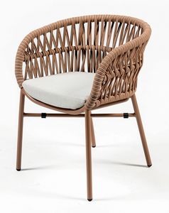 TROPICAL PT, Silla de exterior, apilable, en aluminio y cuerda.