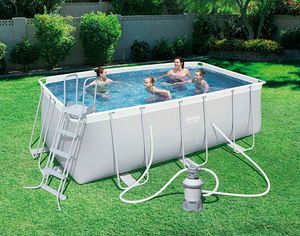 Bestway 56457 Rectangular sobre el suelo de la piscina Power Steel 412x201x122 cm - 56457, Piscina sobre rasante para jardn