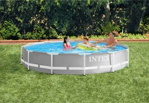 Intex pool 26710 Ex 28710 redondo Marco de metal fuera del suelo 366 cm - 26710, Piscina sobre el suelo en pvc laminado