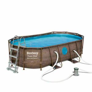 Piscina desmontable Ovalada Bestway 56714 Ojo De Buey Swim Vista 427x250x100 cm - 56714, Piscina con estructura efecto mimbre