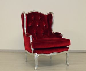 Brgere terciopelo rojo, Silln bergere outlet clsico con respaldo alto en terciopelo rojo