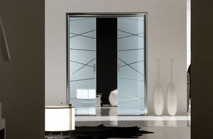 SIMPLEX slide-away door, Puerta corredera de distancia hecha de aluminio, persianas de cristal