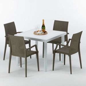 Mesa y sillas de jardn al aire libre  S7090SETB4, Mesa de caf de poli-ratn, para restaurantes y jardines