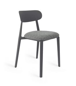 Art. 075 Amelia, Silla apilable en polipropileno y asiento acolchado.