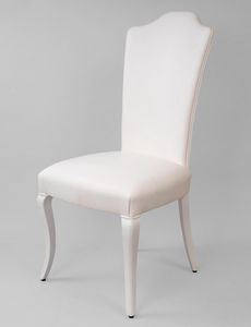 BS419S - Silla, Silla tapizada en madera lacada blanca.