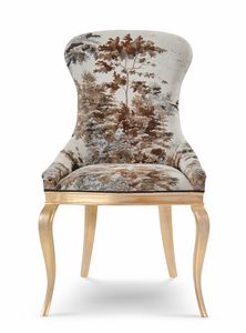Silla 25-1011, Silla de comedor, acabado de hoja de oro