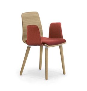 Zerosedici Wood 4GL, Silla de madera con reposabrazos acolchados y asiento