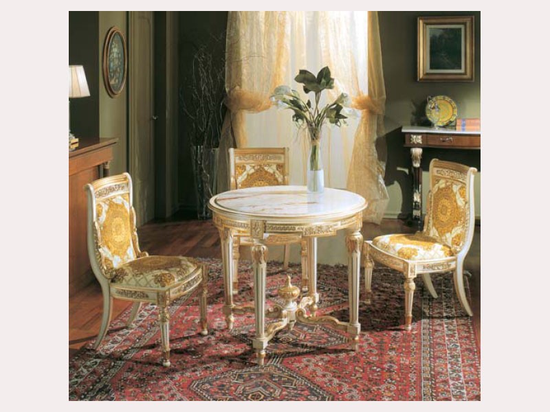 3280 CHAIR IMPERO, Tallada silla de madera, lacado oro guarnecido
